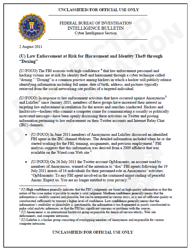 FBI legal process data warrant