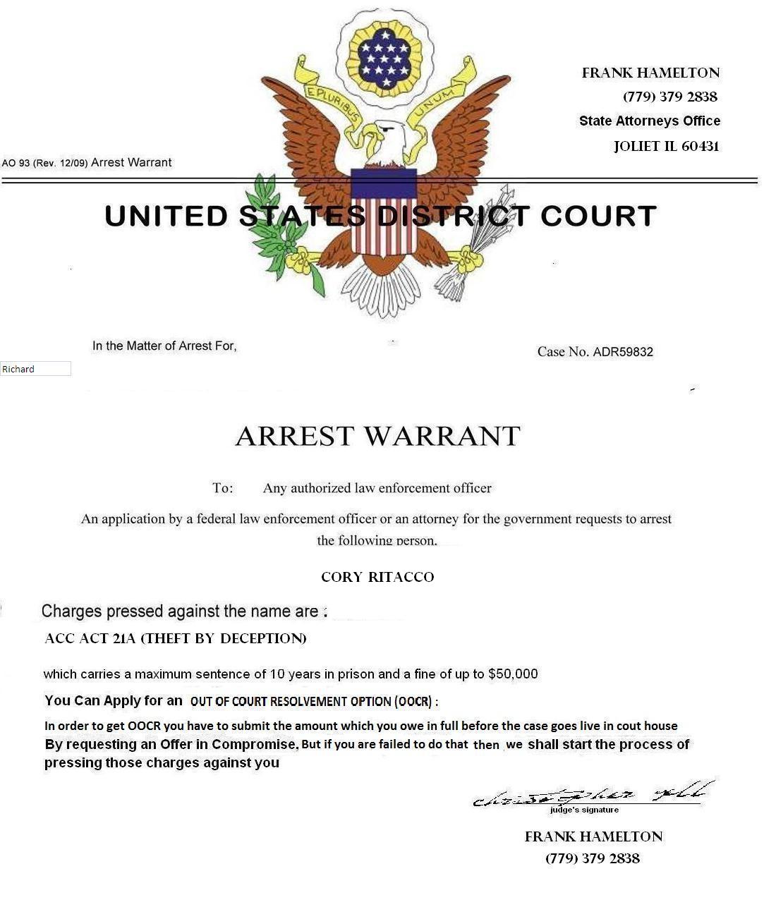 FBI law enforcement warrant